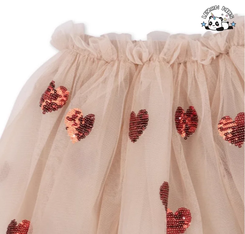LEZONKIDS - High End Kids Summer  Fashion Cute Tutu Skirts Sequined Heart Skirt for Girls